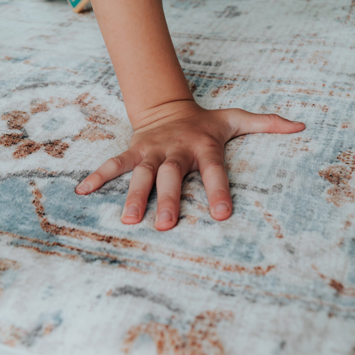 Blue / Brown Distressed Persian Soft Play Mat
