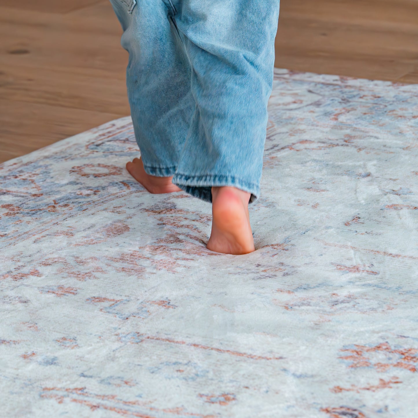 Blue / Brown Distressed Persian Soft Play Mat