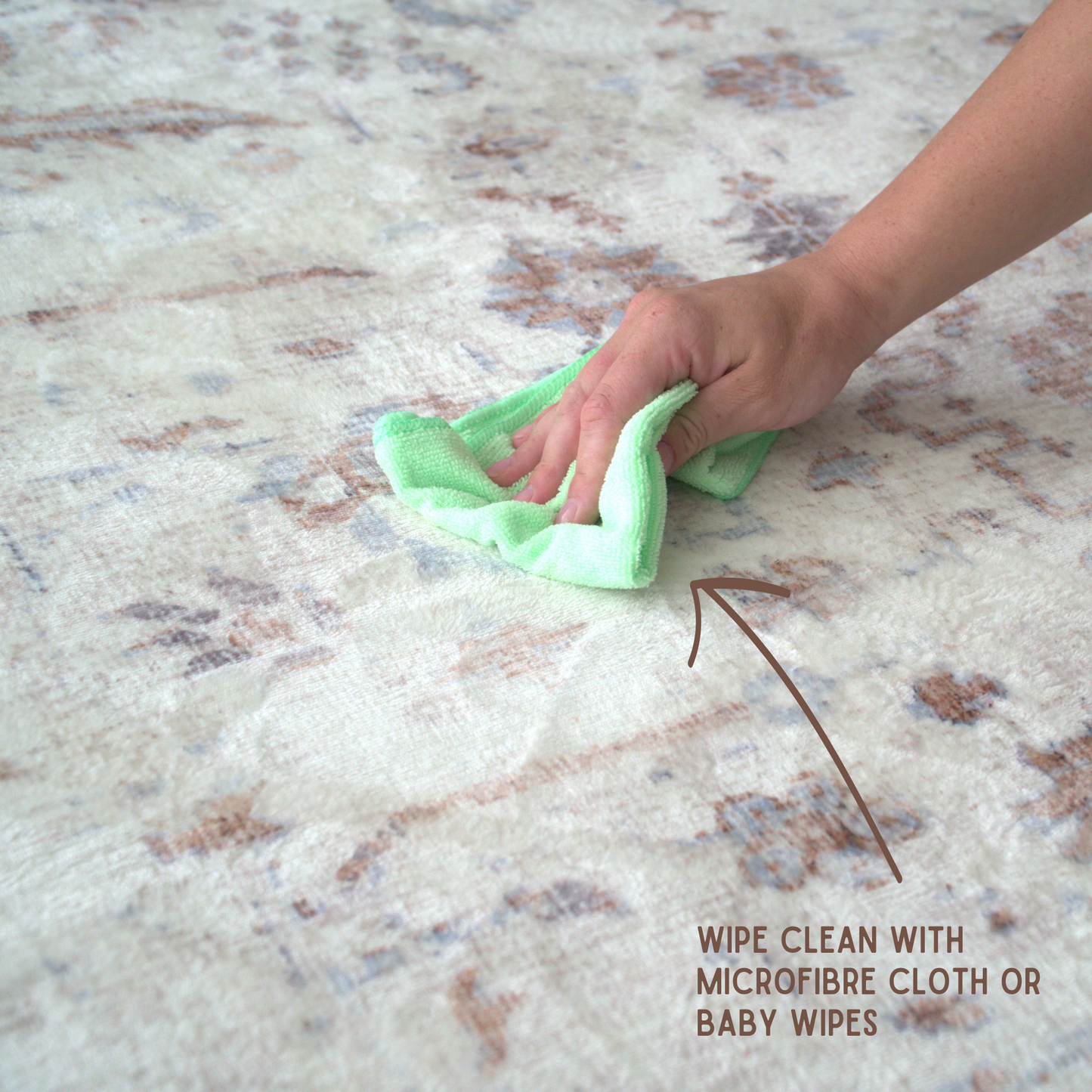 Blue / Brown Distressed Persian Soft Play Mat