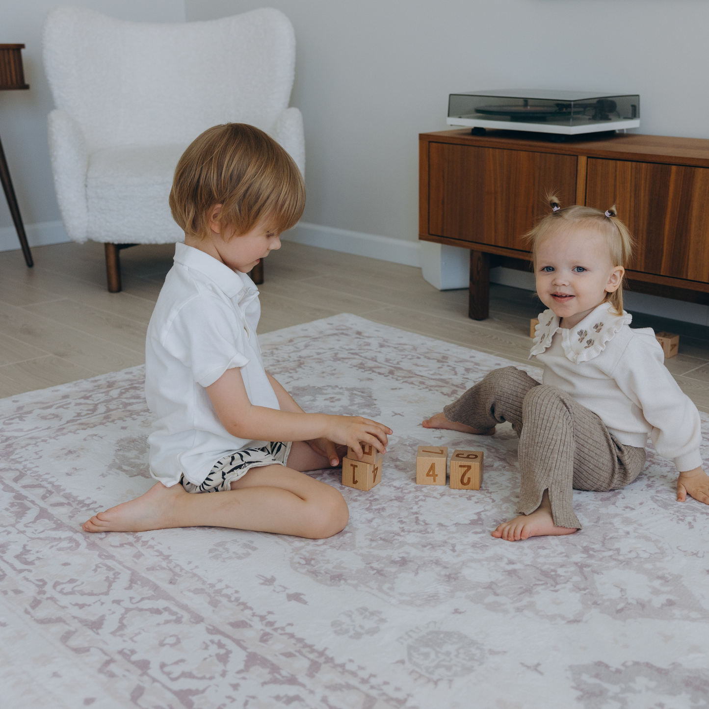 Beige Distressed Persian Soft Play Mat