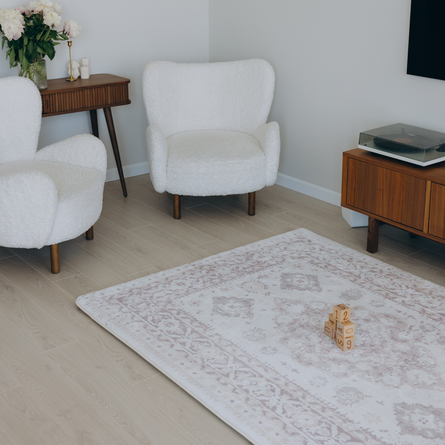 Beige Distressed Persian Soft Play Mat