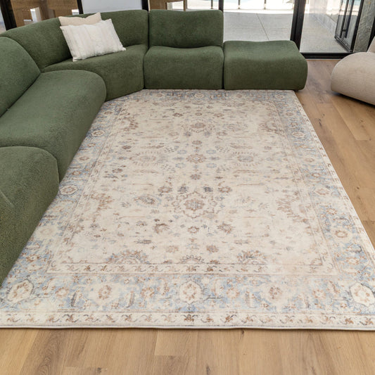 Blue / Brown Distressed Persian Soft Play Mat