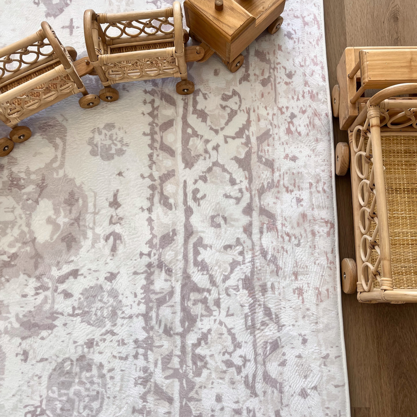 Vintage Washed Beige Persian With Mauve Undertone Soft Play Mat