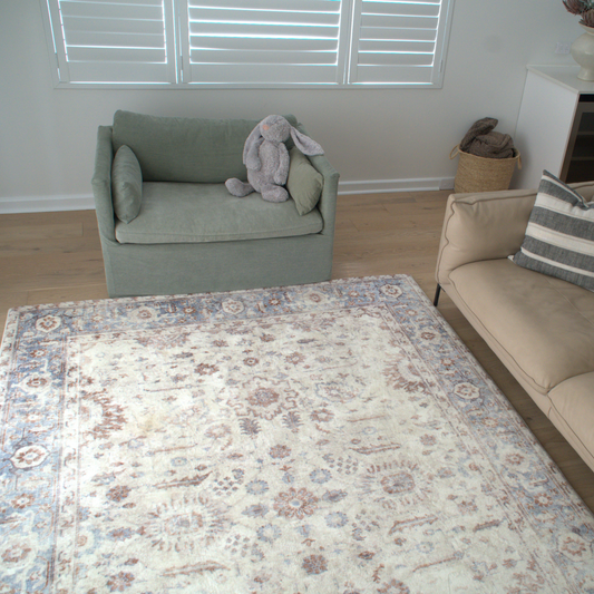 Blue / Brown Distressed Persian Soft Play Mat