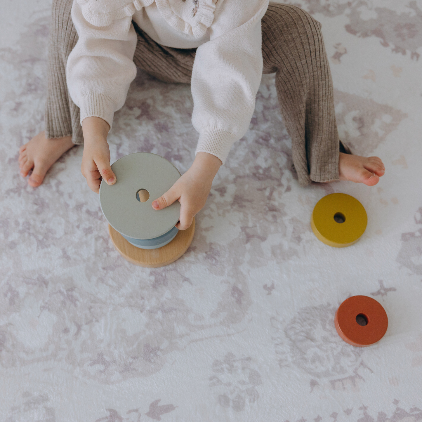 Vintage Washed Beige Persian With Mauve Undertone Soft Play Mat