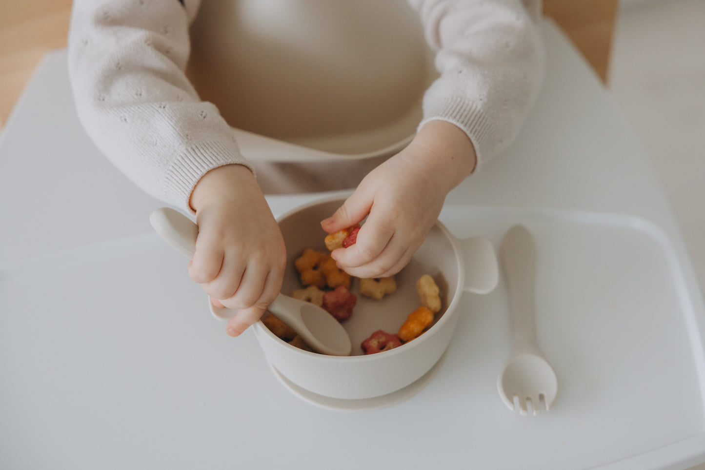3 Piece Silicone Suction Bowl for Toddler or Baby with Fork & Spoon