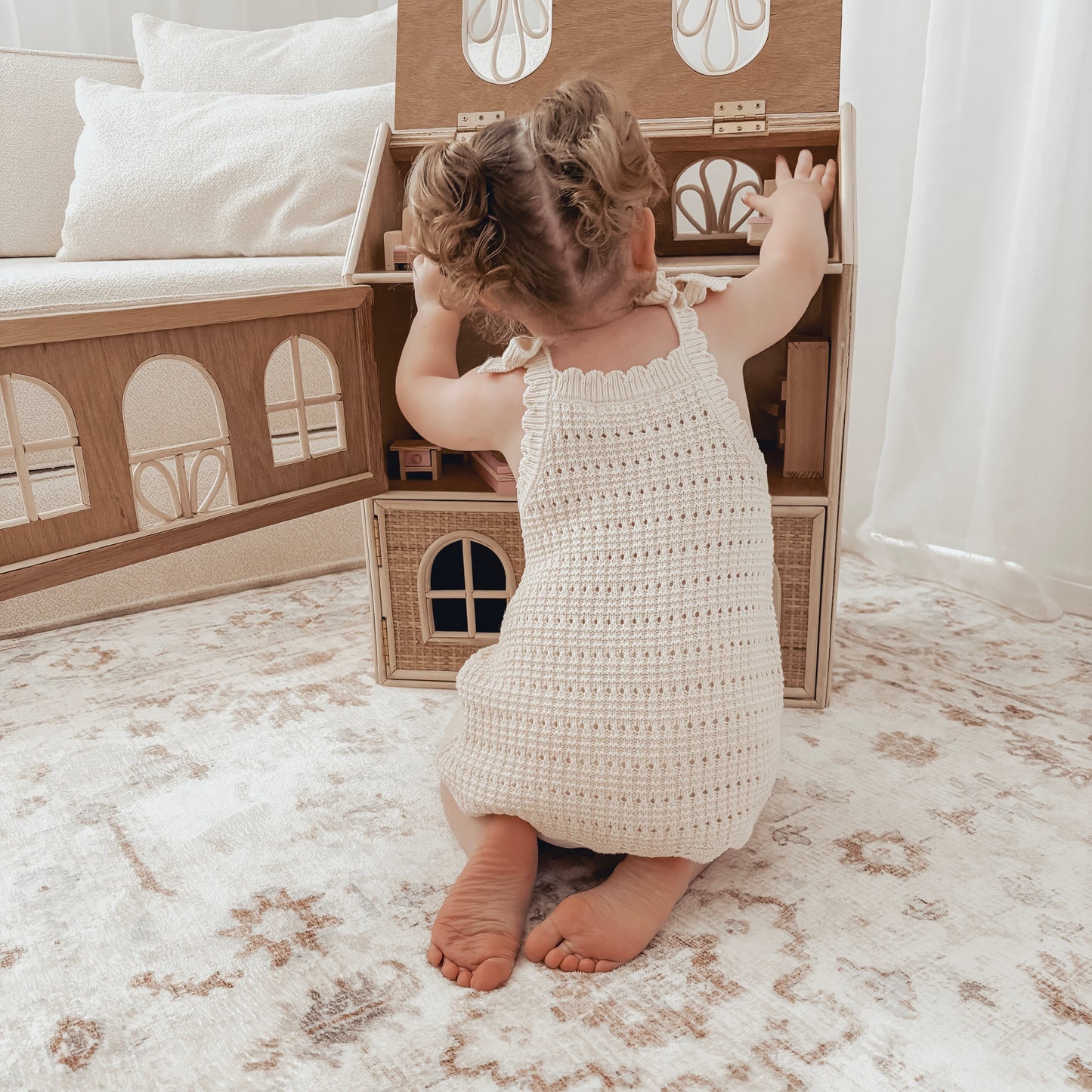 Blue / Brown Distressed Persian Soft Play Mat