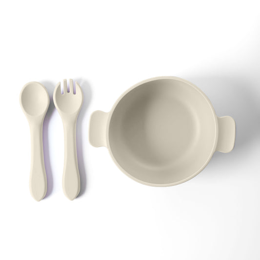 3 Piece Silicone Suction Bowl for Toddler or Baby with Fork & Spoon